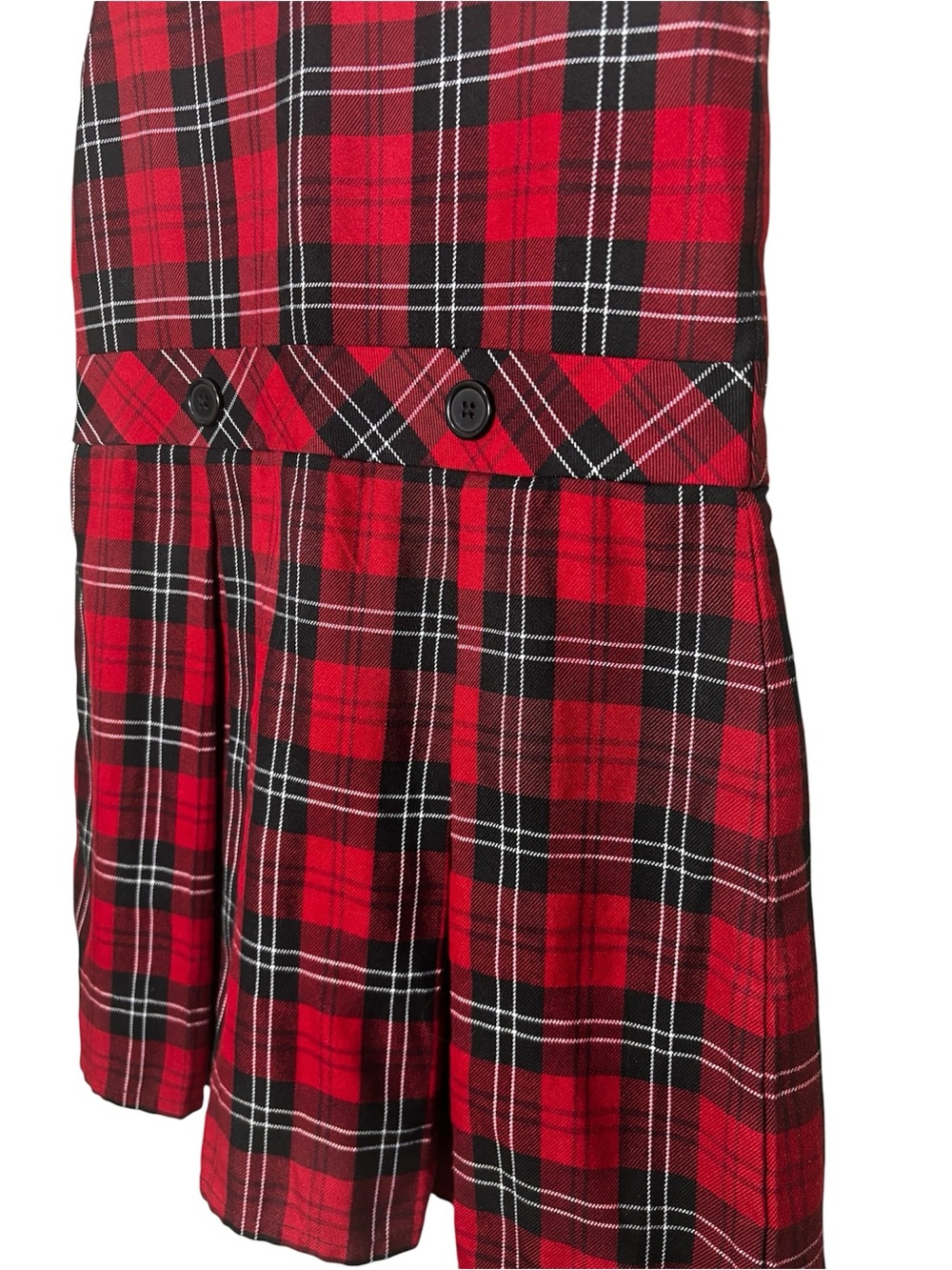 Land’ End Kids black and red plaid uniform jumper dress. Girls size 7 years - Picture 2 of 5